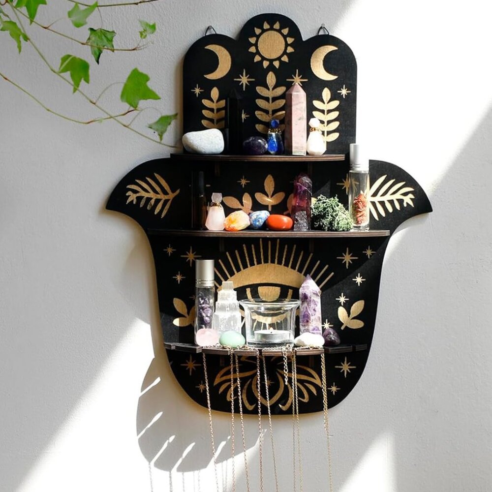 HAMSA Evil Eye Hand Protection Boho Bohemian Buddha Home Decor Wall Shel…